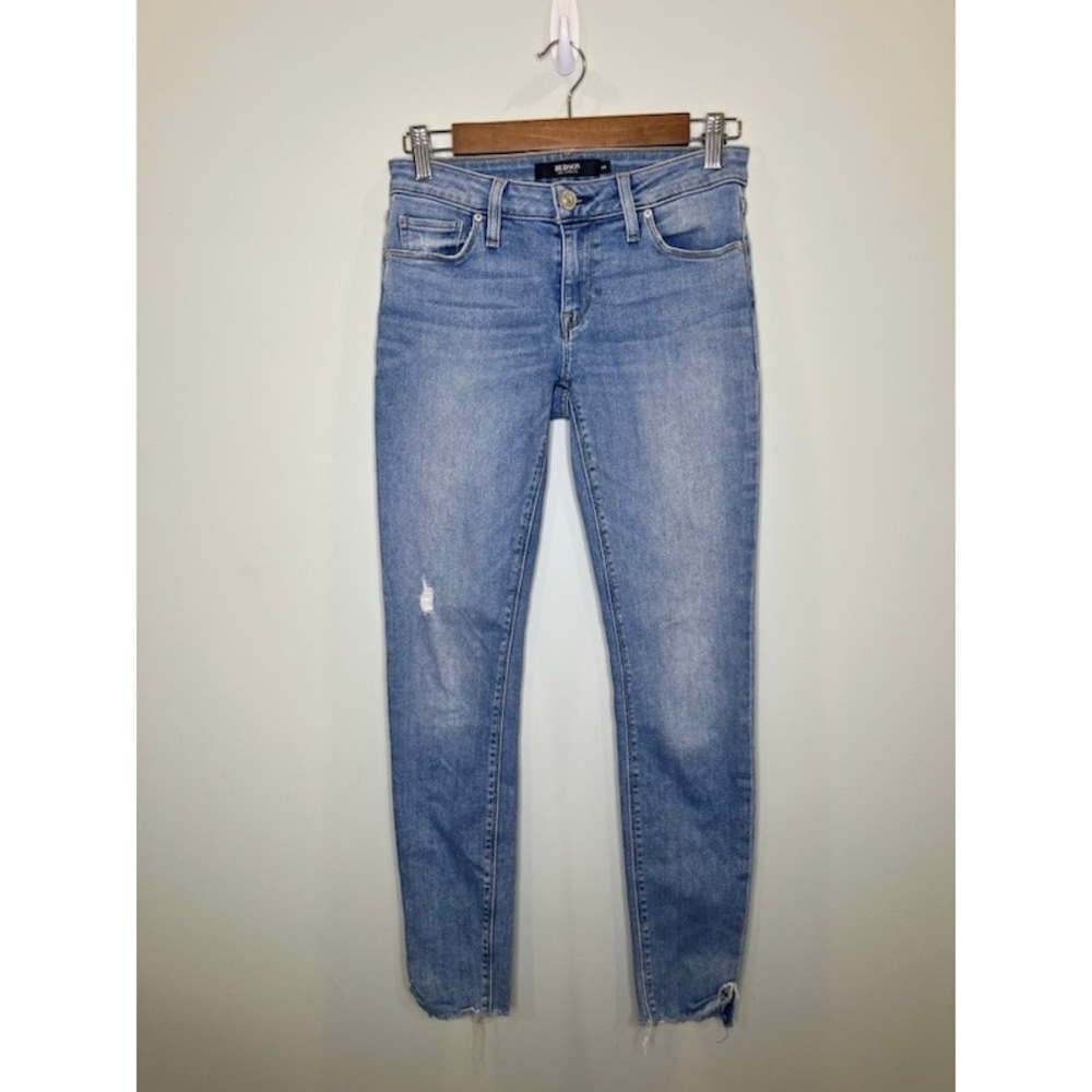Hudson Krista Super Skinny Jeans Size 25 Distressed Raw Hem Light Wash Denim